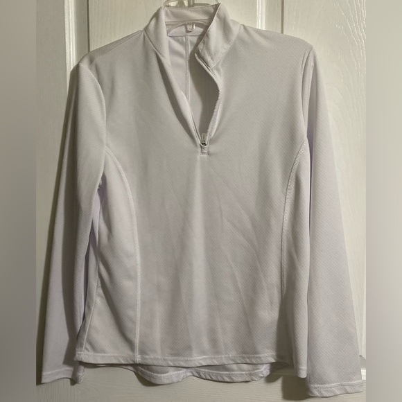 PGA Tops - WOMENS PGA TOUR WHITE 1/4 ZIP LONG SLEEVE SHIRT